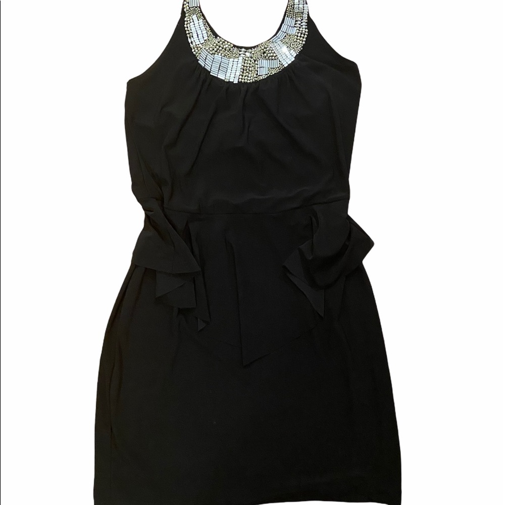 ✨Host Pick✨Black body con dress w/ silver neckline